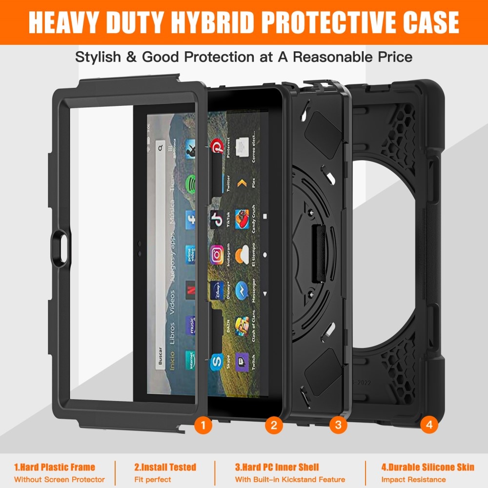 Coque hybride antichoc Amazon Fire HD 8, noir