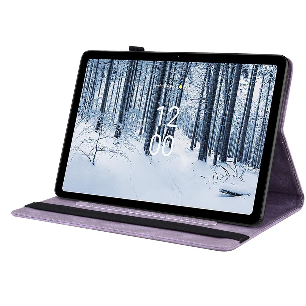 Étui en cuir avec papillons  Nokia T21 Violet