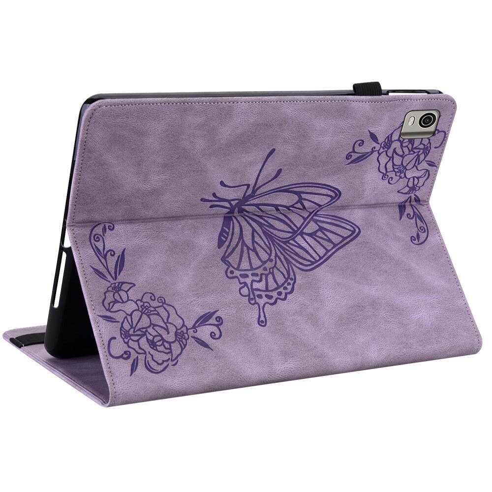 Étui en cuir avec papillons  Nokia T21 Violet