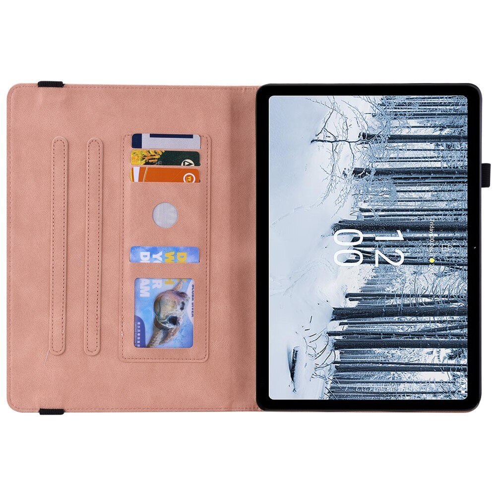 Étui en cuir avec papillons  Nokia T21 Rose