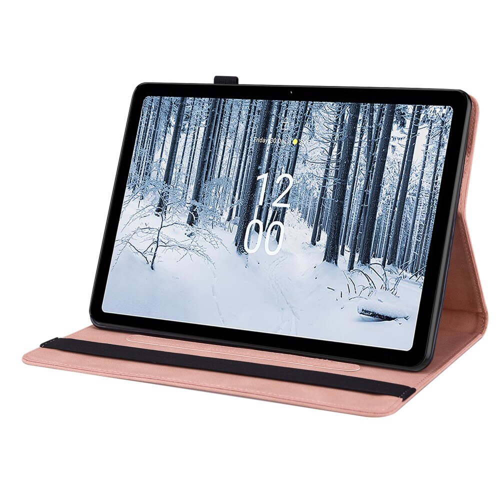Étui en cuir avec papillons  Nokia T21 Rose
