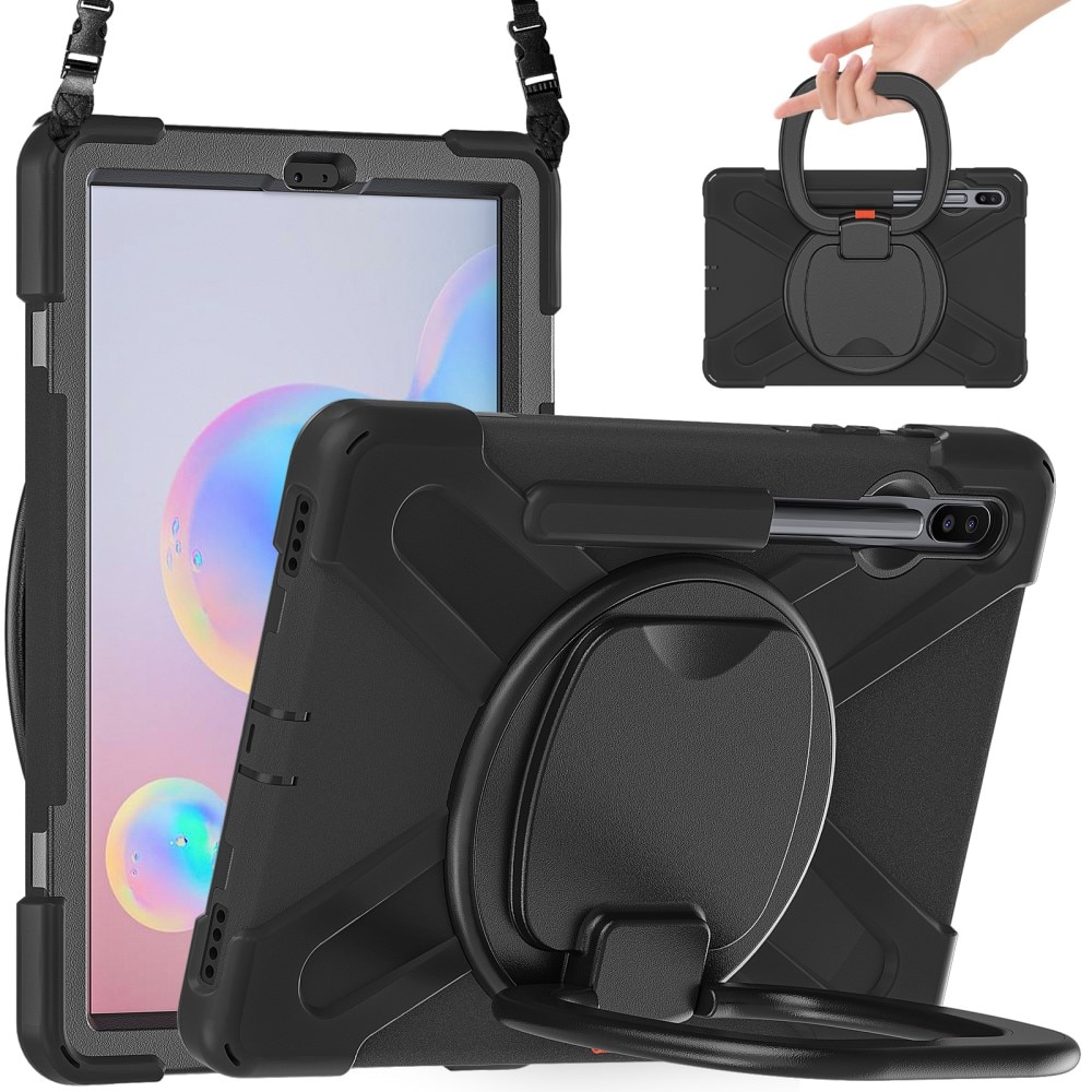 Coque hybride antichoc avec bandoulière Samsung Galaxy Tab S6 10.5, noir