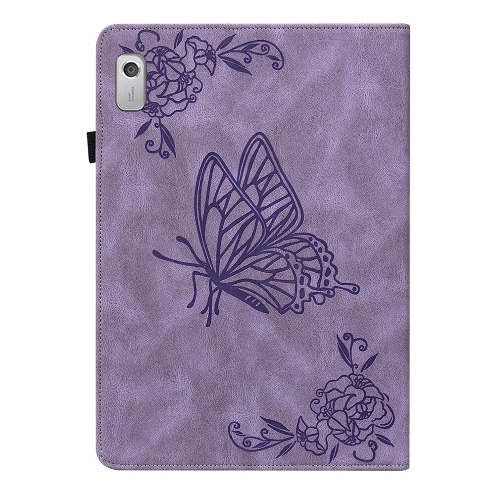 Étui en cuir avec papillons Lenovo Tab M9, violet