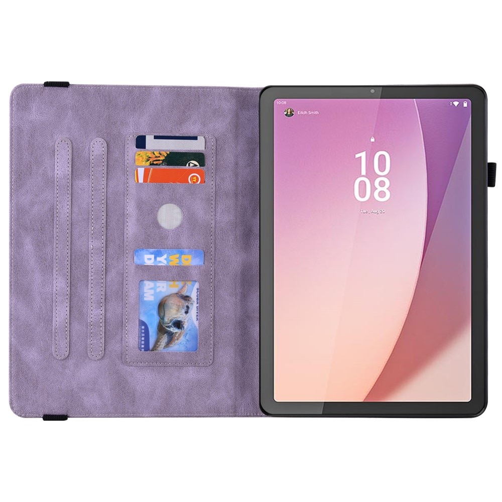 Étui en cuir avec papillons Lenovo Tab M9, violet