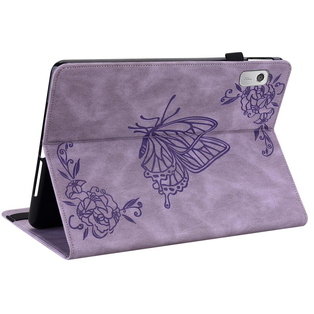 Étui en cuir avec papillons Lenovo Tab M9, violet