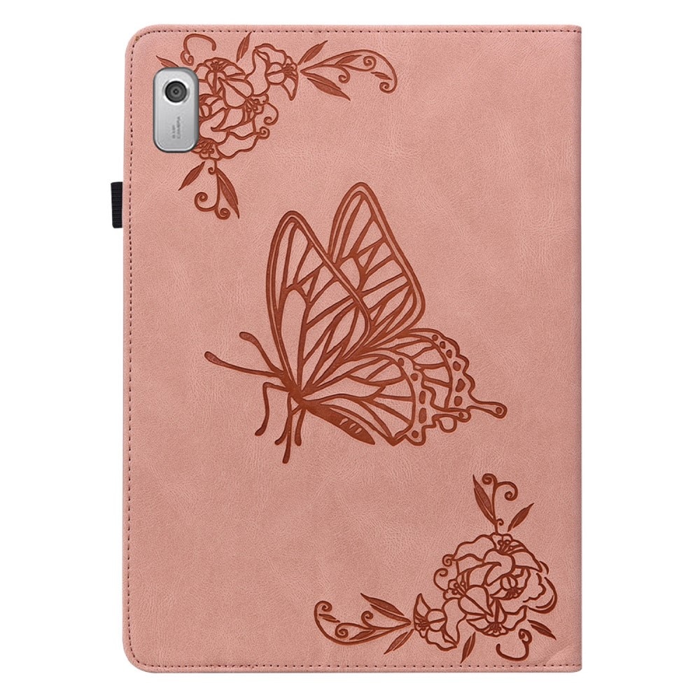 Étui en cuir avec papillons Lenovo Tab M9, rose