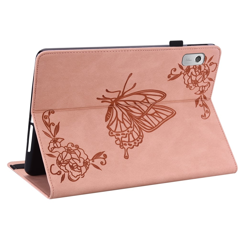 Étui en cuir avec papillons Lenovo Tab M9, rose