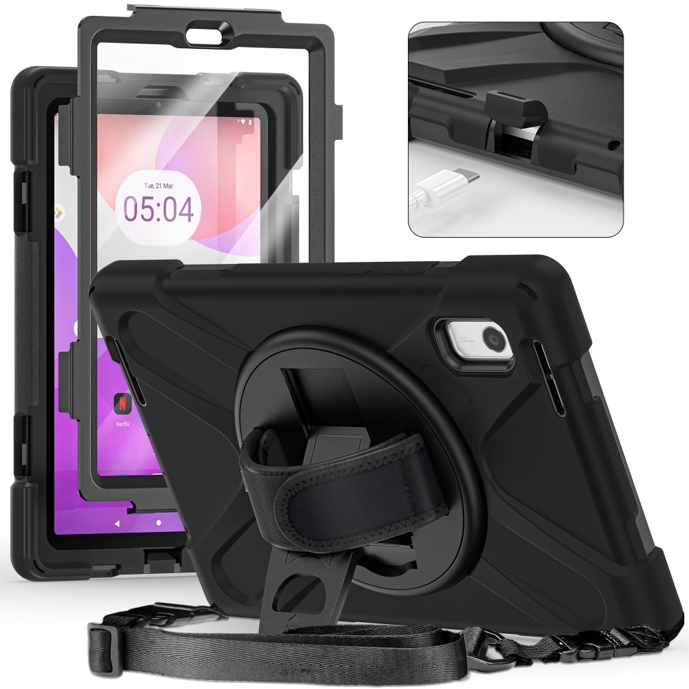 Coque hybride antichoc avec bandoulière Lenovo Tab M9, noir