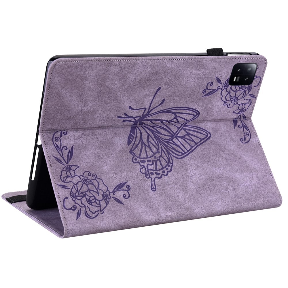 Étui en cuir avec papillons Xiaomi Pad 6 Pro, violet