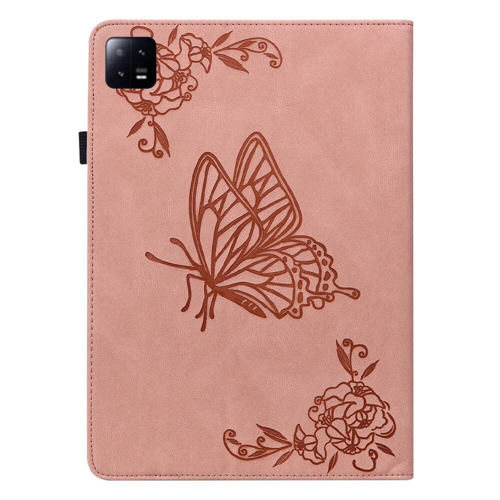 Étui en cuir avec papillons Xiaomi Pad 6 Pro, rose