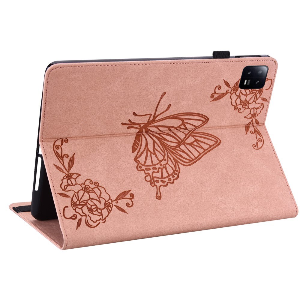 Étui en cuir avec papillons Xiaomi Pad 6 Pro, rose