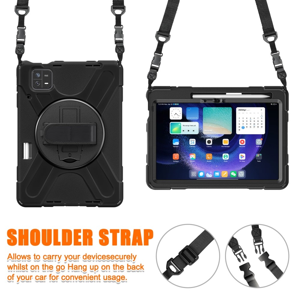 Coque hybride antichoc avec bandoulière Xiaomi Pad 6, noir