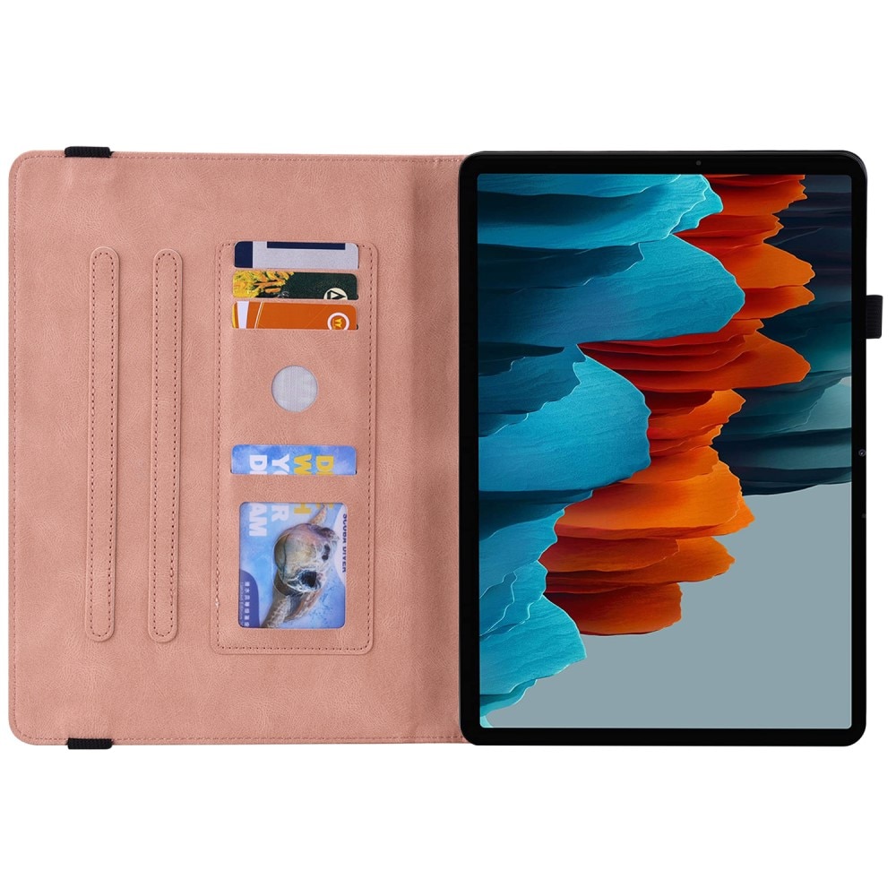Étui en cuir avec papillons Samsung Galaxy Tab S7 FE, rose
