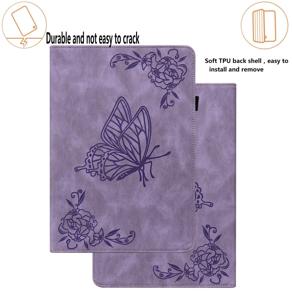 Étui en cuir avec papillons Samsung Galaxy Tab S10 FE Violet