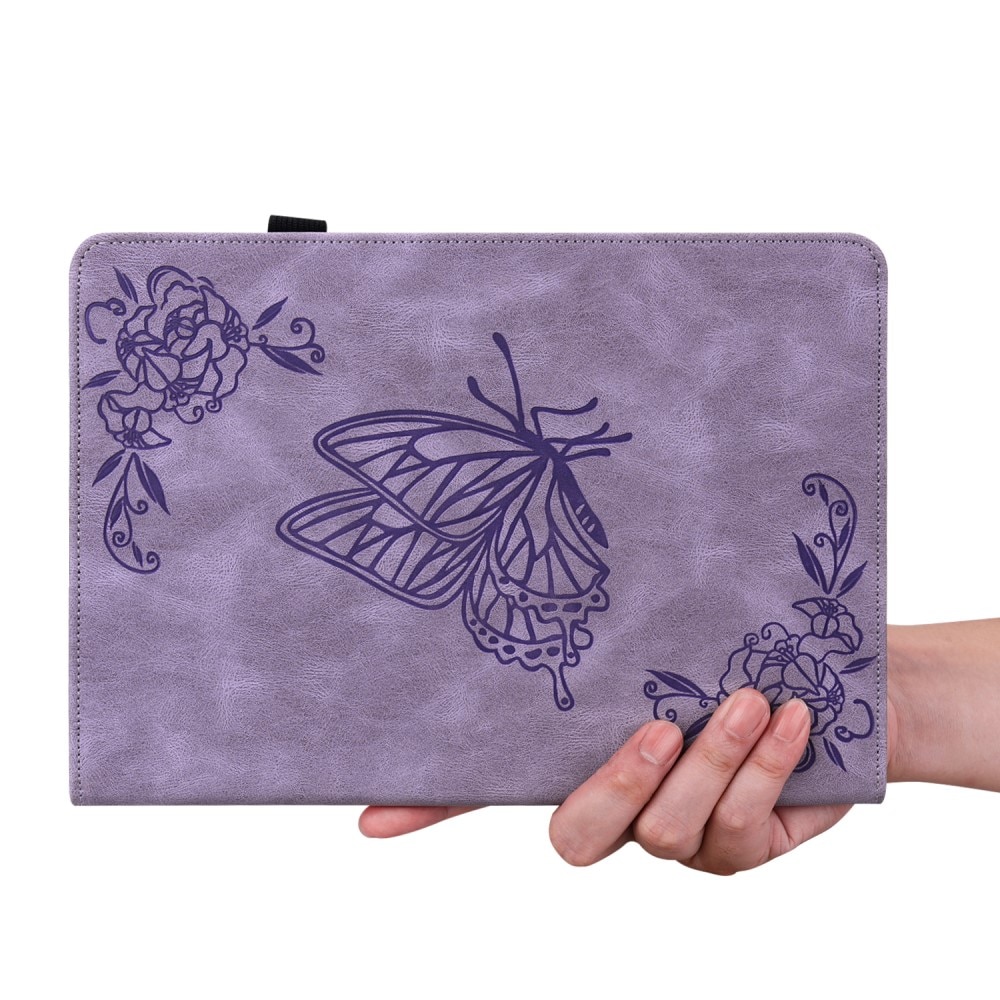 Étui en cuir avec papillons Samsung Galaxy Tab S9 FE, violet