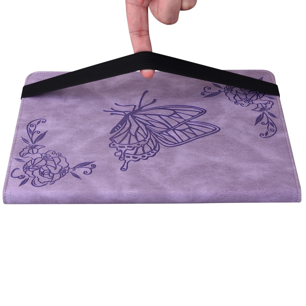 Étui en cuir avec papillons Samsung Galaxy Tab S10 FE Violet