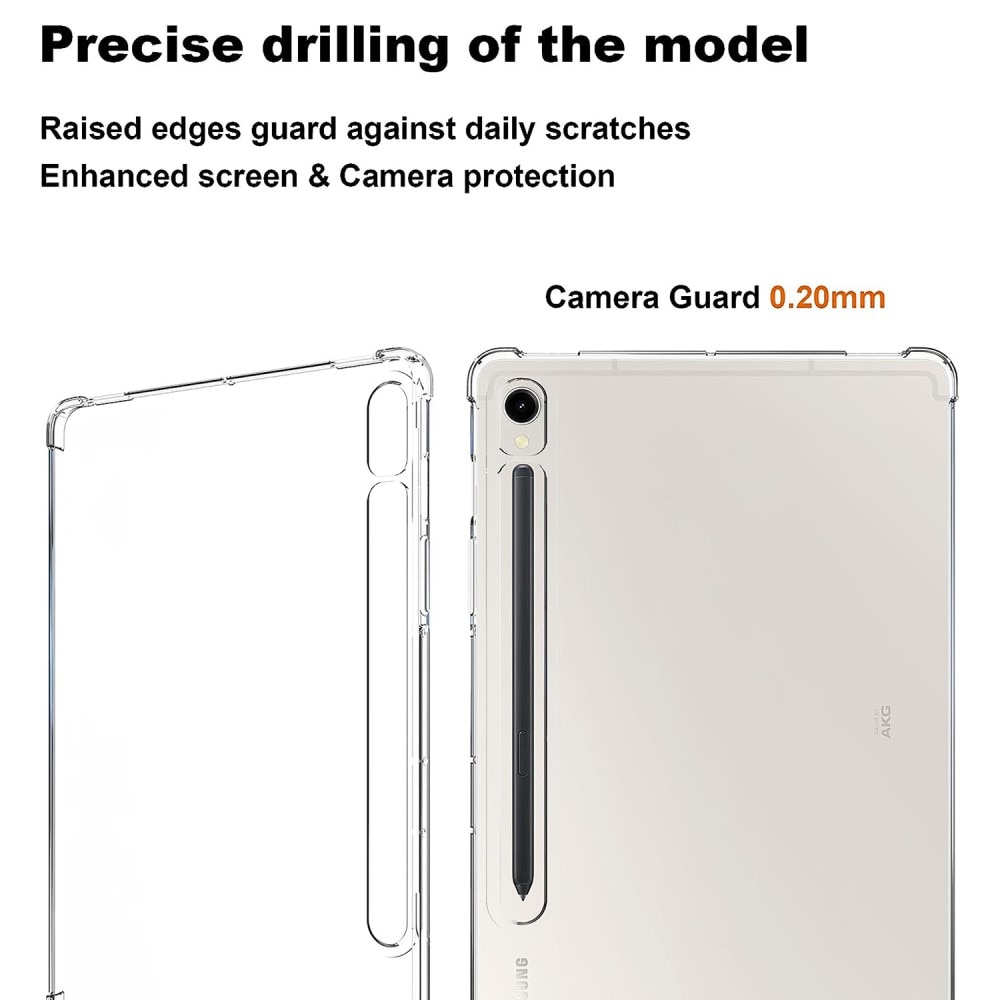 Coque TPU résistant aux chocs Samsung Galaxy Tab S9, transparent
