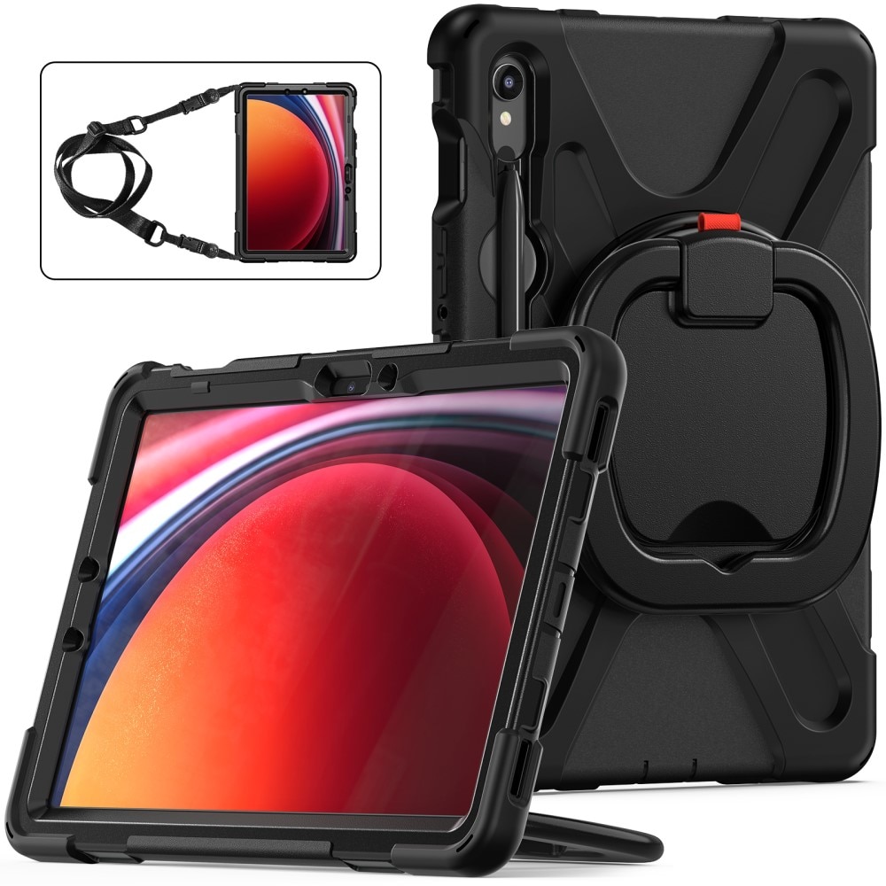 Coque hybride avec béquille et bandoulière Samsung Galaxy Tab S10 FE, noir