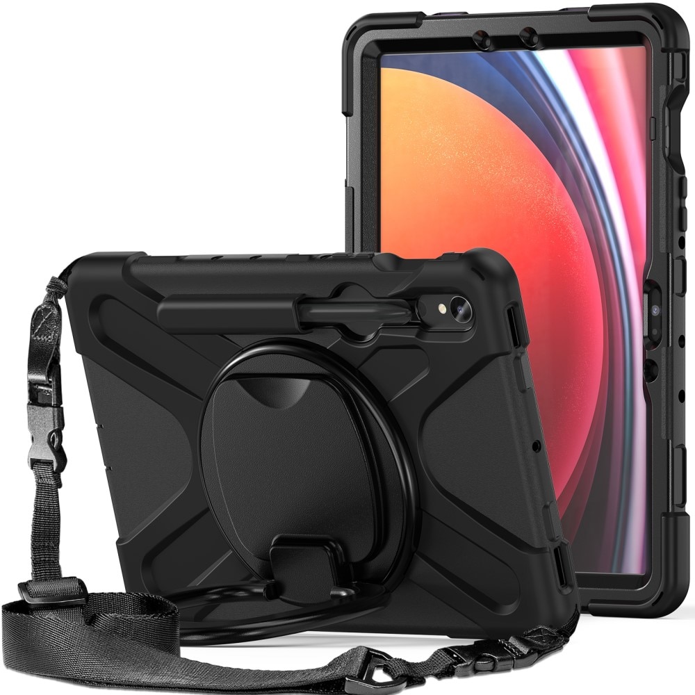 Coque hybride avec béquille et bandoulière Samsung Galaxy Tab S10 FE, noir