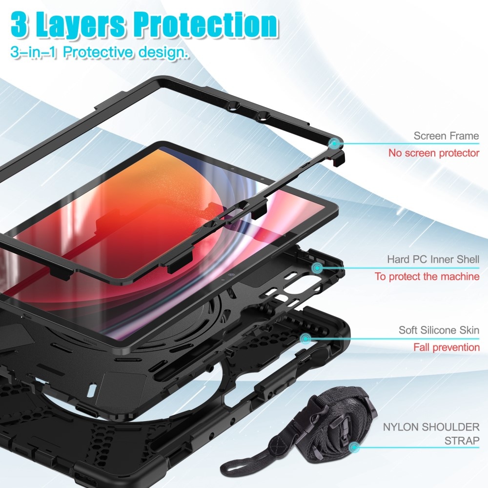 Coque hybride avec béquille et bandoulière Samsung Galaxy Tab S10 FE, noir