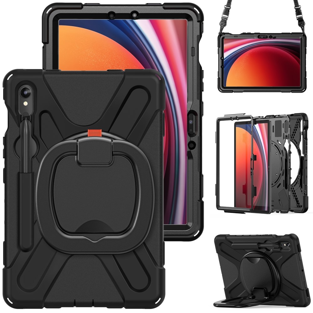 Coque hybride avec béquille et bandoulière Samsung Galaxy Tab S9, noir