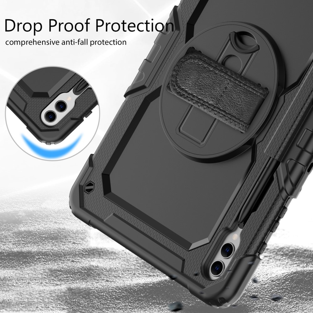 Full Protection Coque hybride antichoc avec bandoulière Samsung Galaxy Tab S9 Plus, noir
