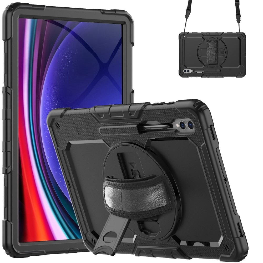 Full Protection Coque hybride antichoc avec bandoulière Samsung Galaxy Tab S9 Ultra, noir