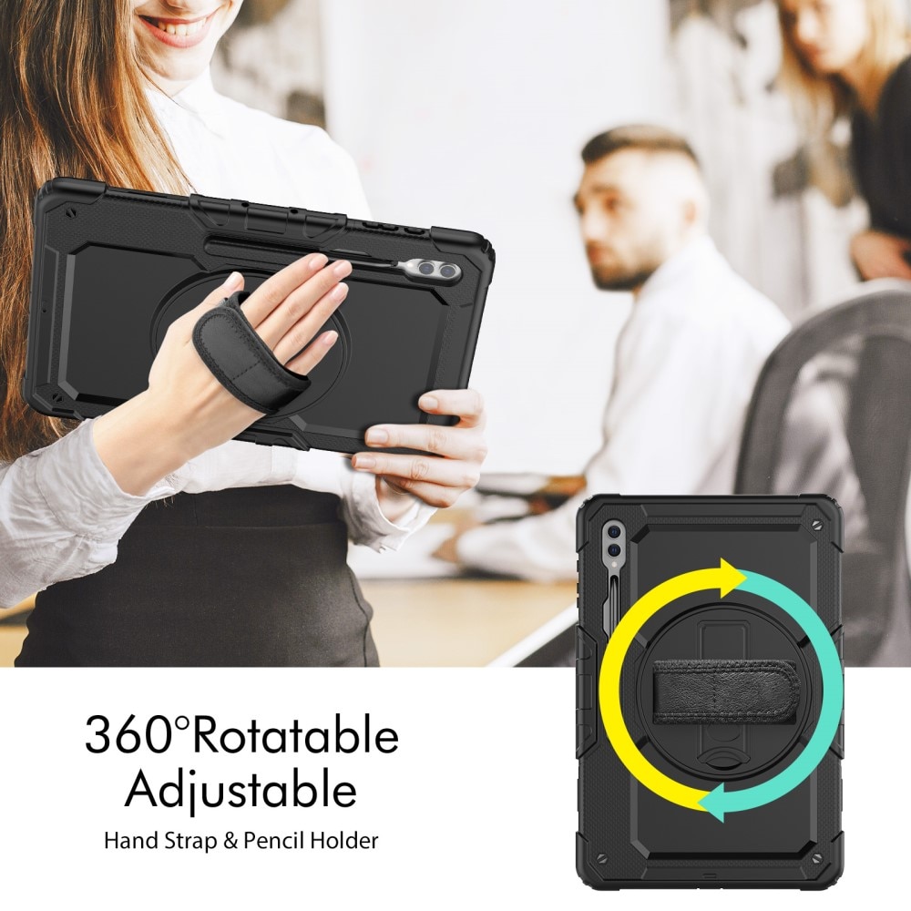 Full Protection Coque hybride antichoc avec bandoulière Samsung Galaxy Tab S10 Ultra, noir