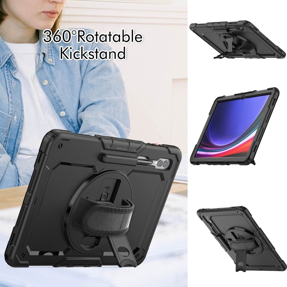 Full Protection Coque hybride antichoc avec bandoulière Samsung Galaxy Tab S9 Ultra, noir