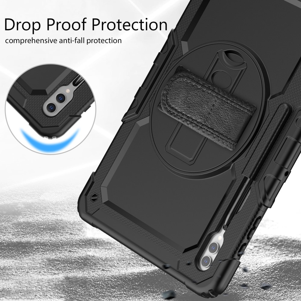 Full Protection Coque hybride antichoc avec bandoulière Samsung Galaxy Tab S9 Ultra, noir