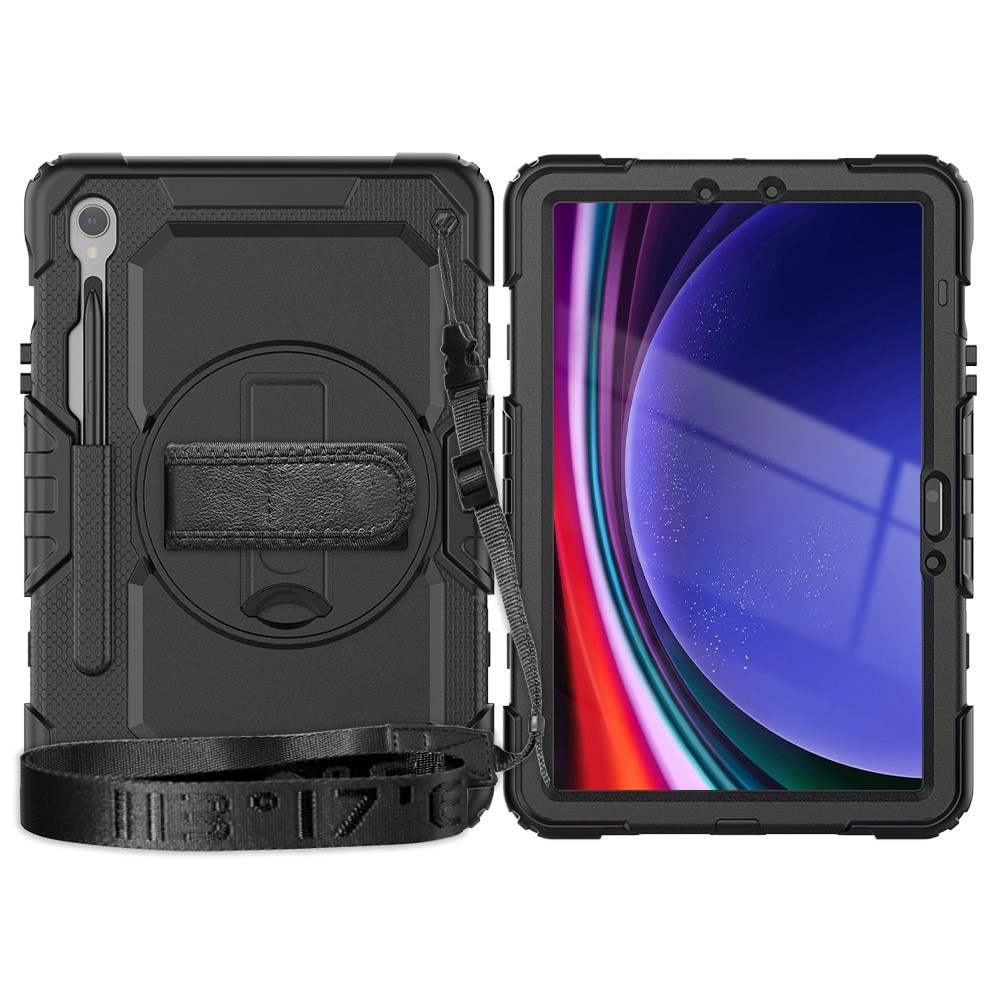 Full Protection Coque hybride antichoc avec bandoulière Samsung Galaxy Tab S9, noir