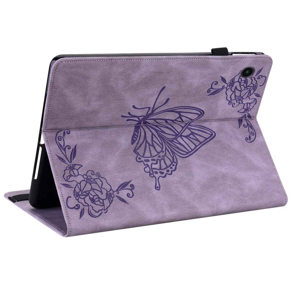 Étui en cuir avec papillons Samsung Galaxy Tab A9 Plus, violet