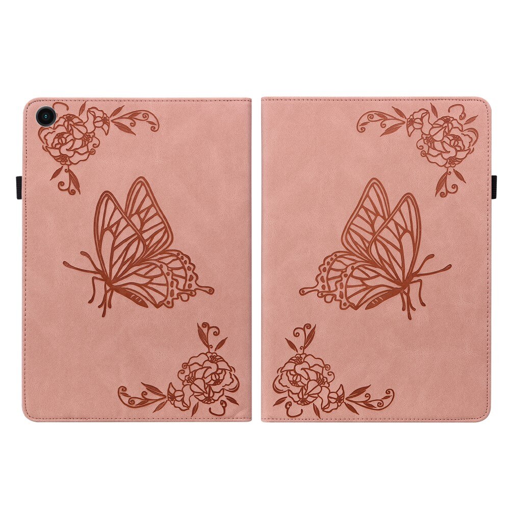 Étui en cuir avec papillons Samsung Galaxy Tab A9 Plus Rose