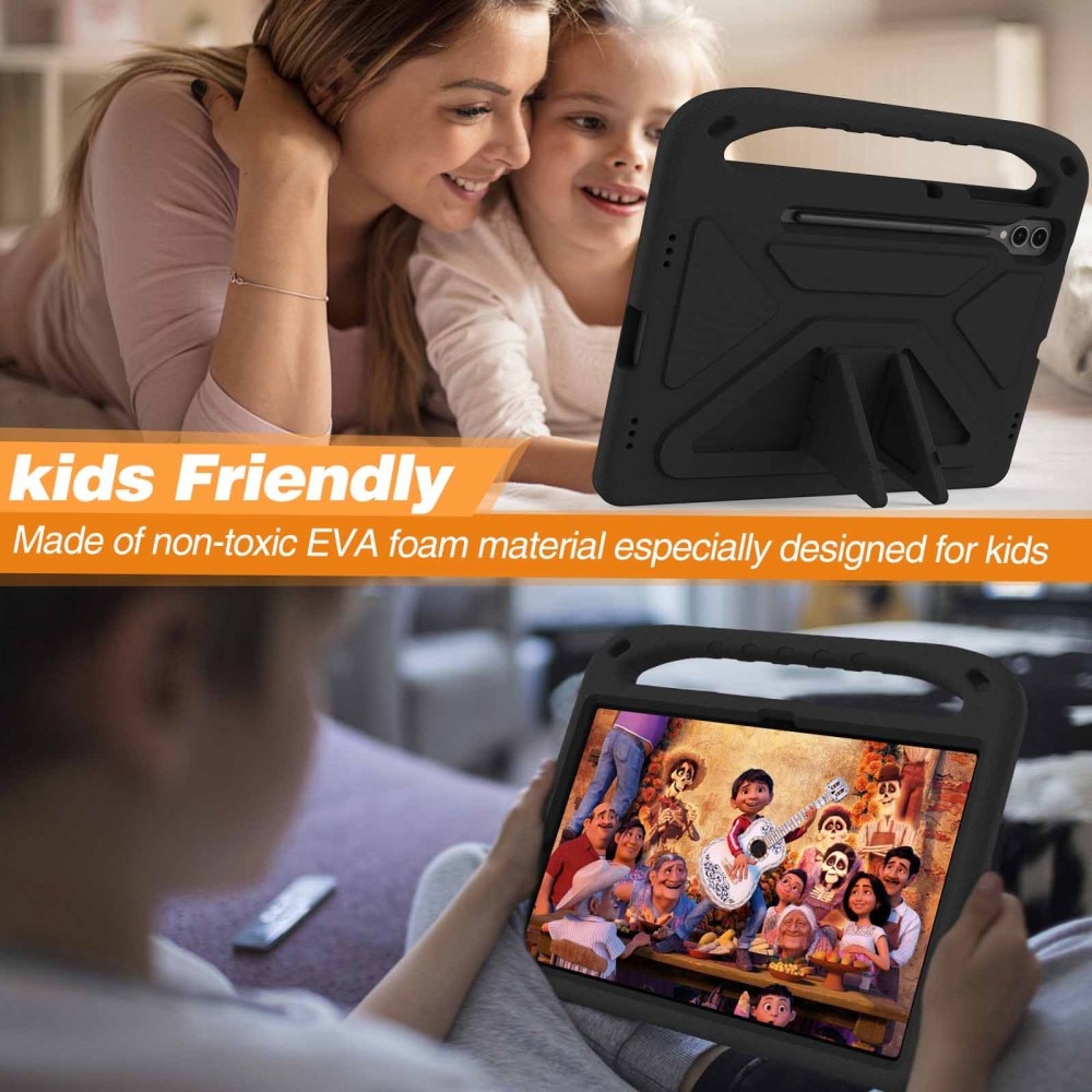 Coque EVA avec poignée pour enfants pour Samsung Galaxy Tab S7 Plus, noir