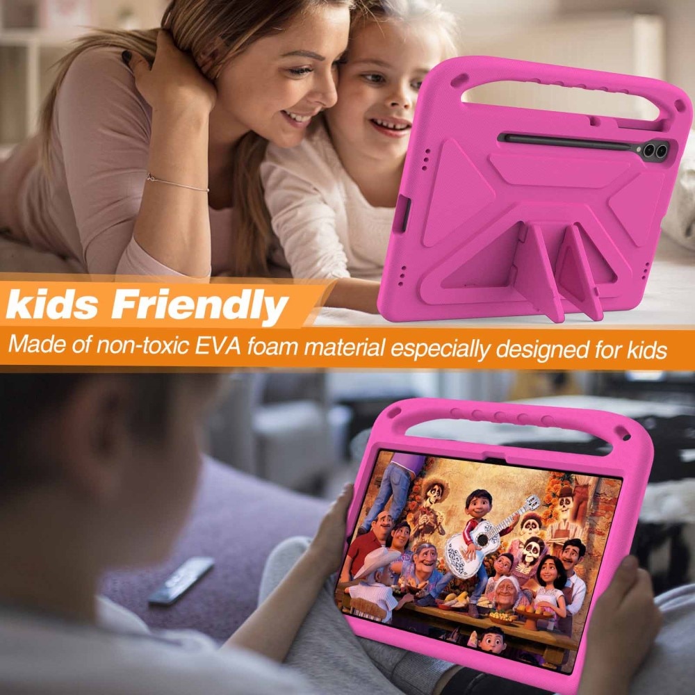 Coque EVA avec poignée pour enfants pour Samsung Galaxy Tab S7 Plus, rose