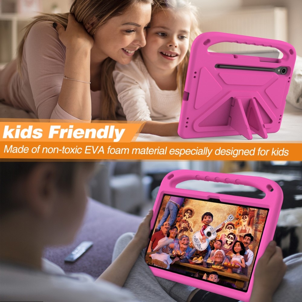 Coque EVA avec poignée pour enfants pour Samsung Galaxy Tab S7, rose