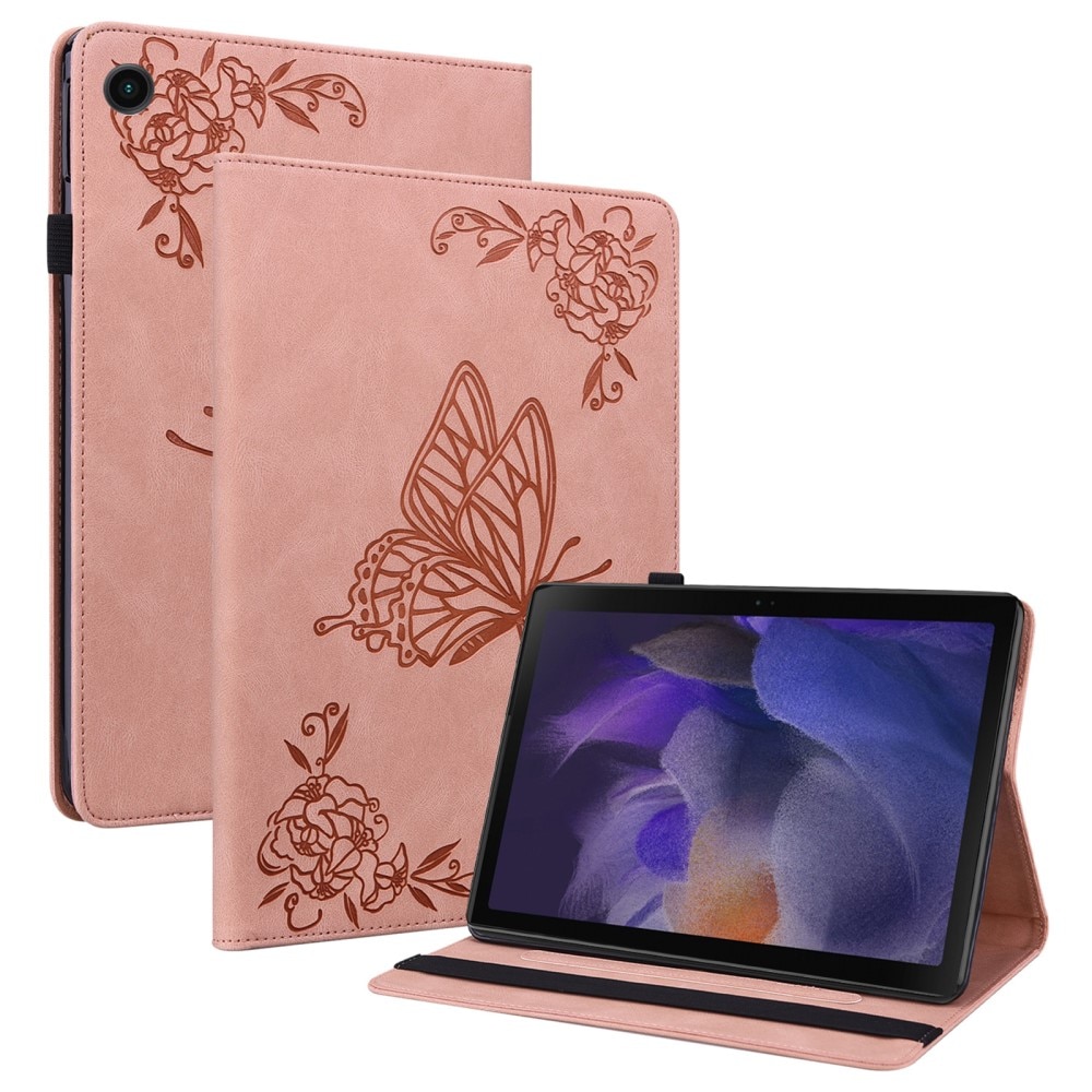 Étui en cuir avec papillons Samsung Galaxy Tab A9, rose