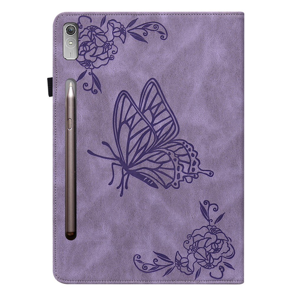 Étui en cuir avec papillons Lenovo Tab P12, violet