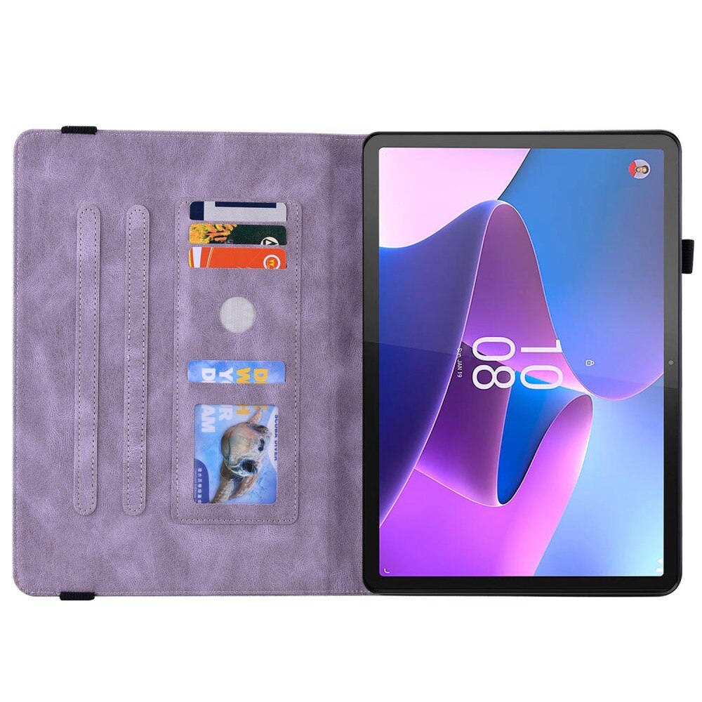 Étui en cuir avec papillons Lenovo Tab P12, violet