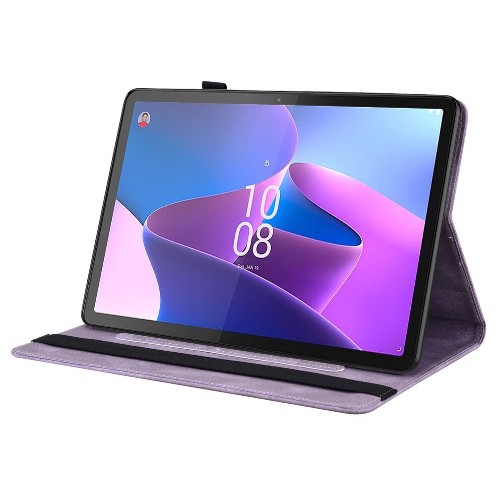 Étui en cuir avec papillons Lenovo Tab P12, violet