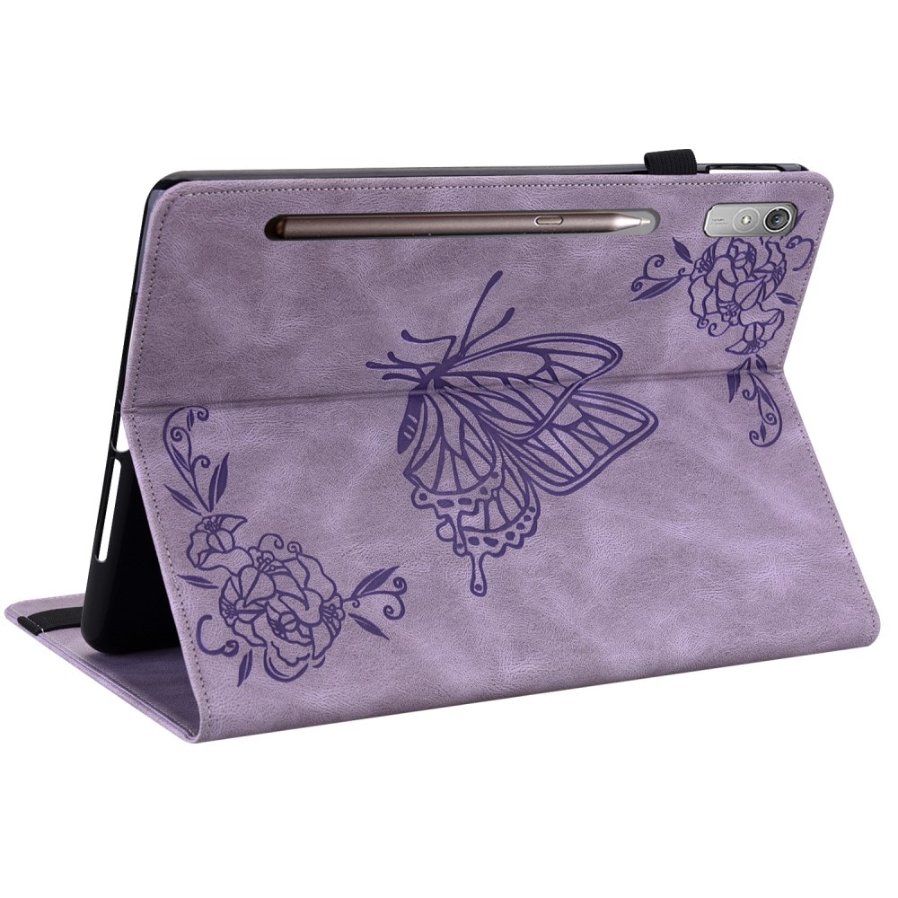 Étui en cuir avec papillons Lenovo Tab P12, violet