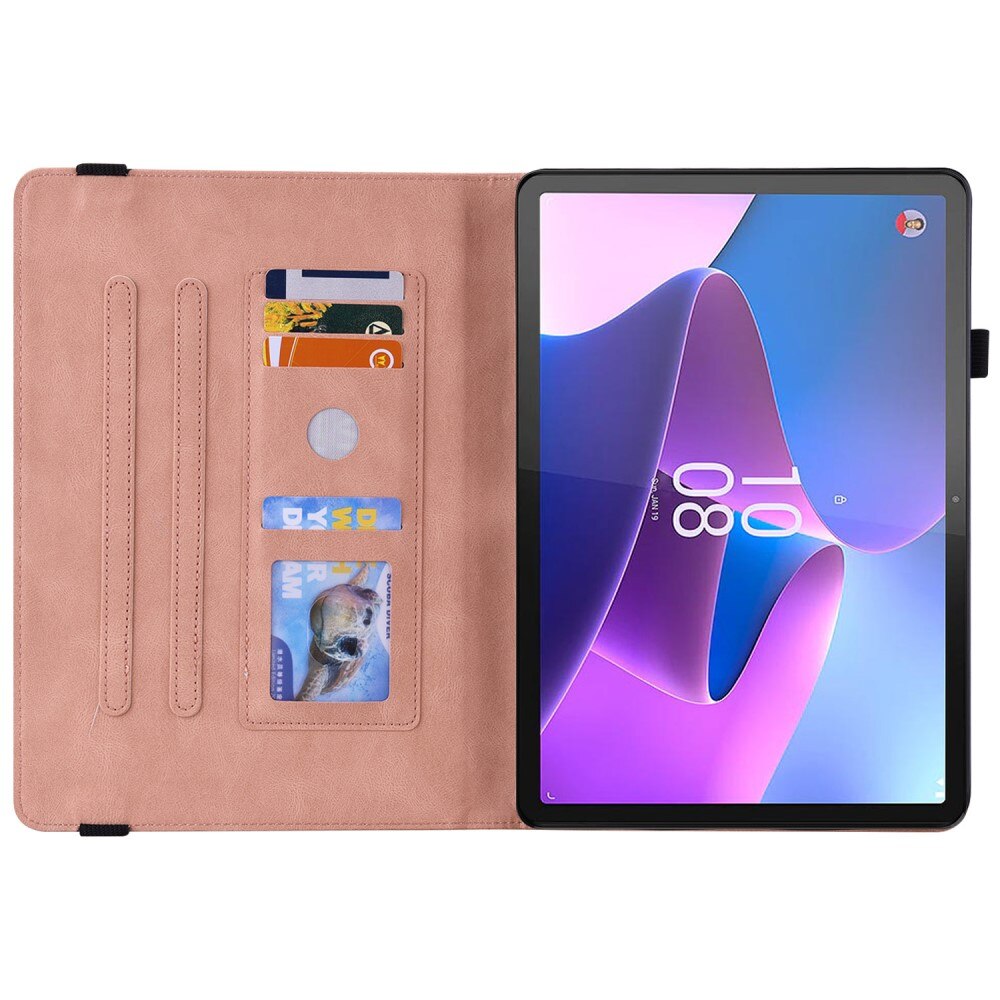 Étui en cuir avec papillons Lenovo Tab P12, rose