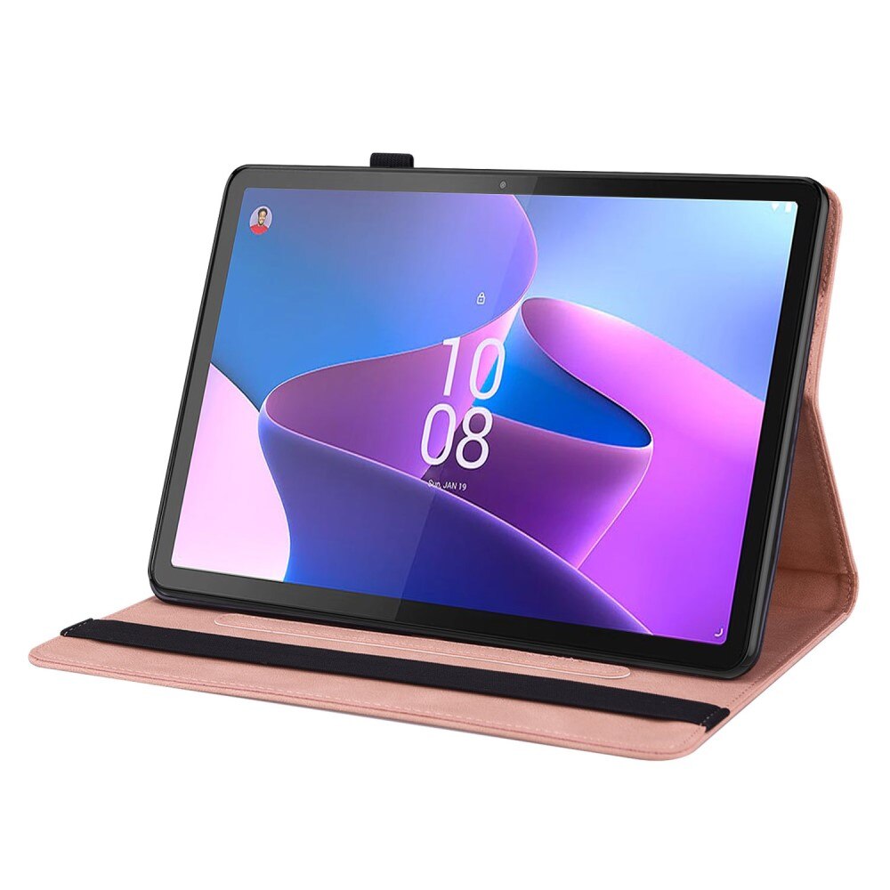 Étui en cuir avec papillons Lenovo Tab P12, rose