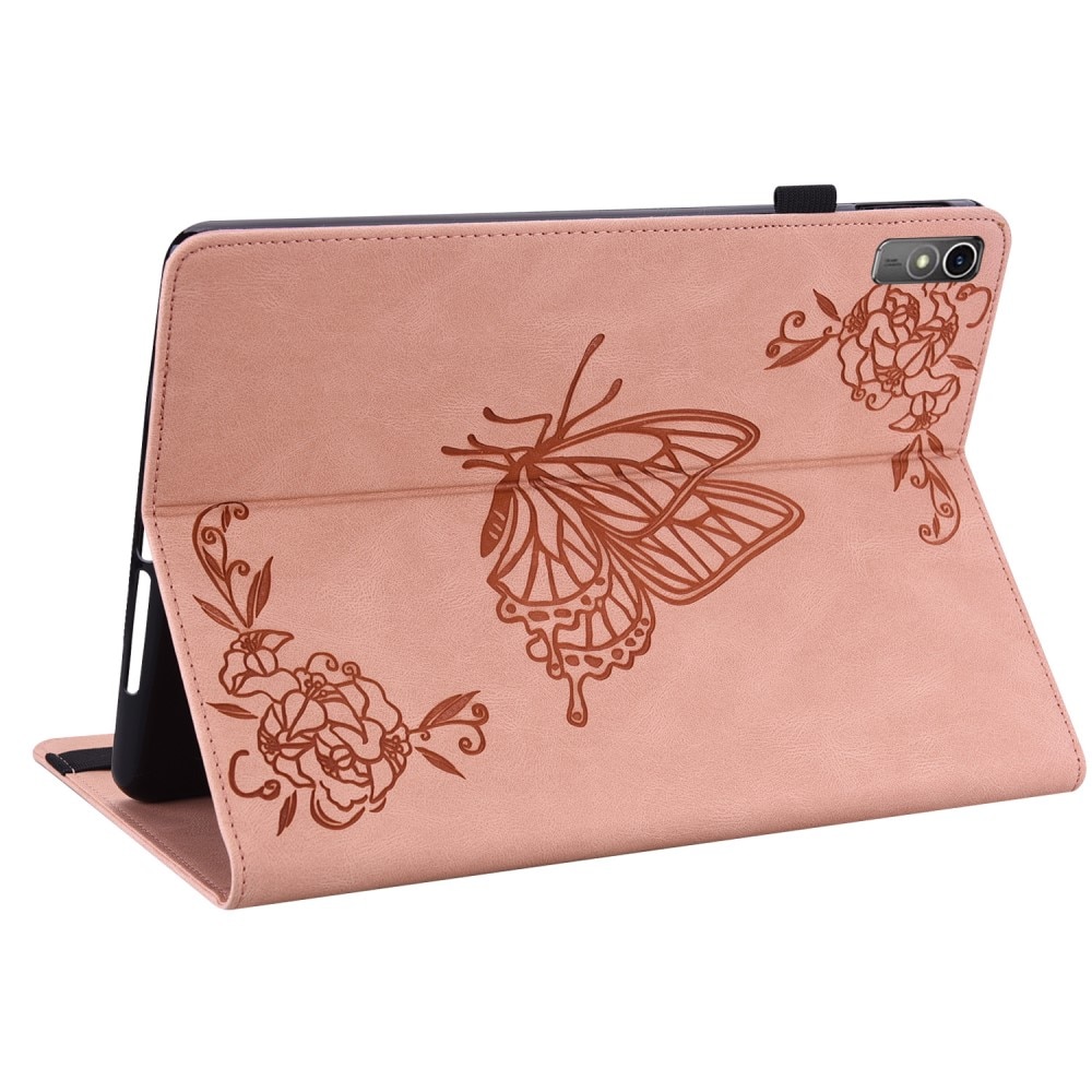 Étui en cuir avec papillons Lenovo Tab M10 5G, rose