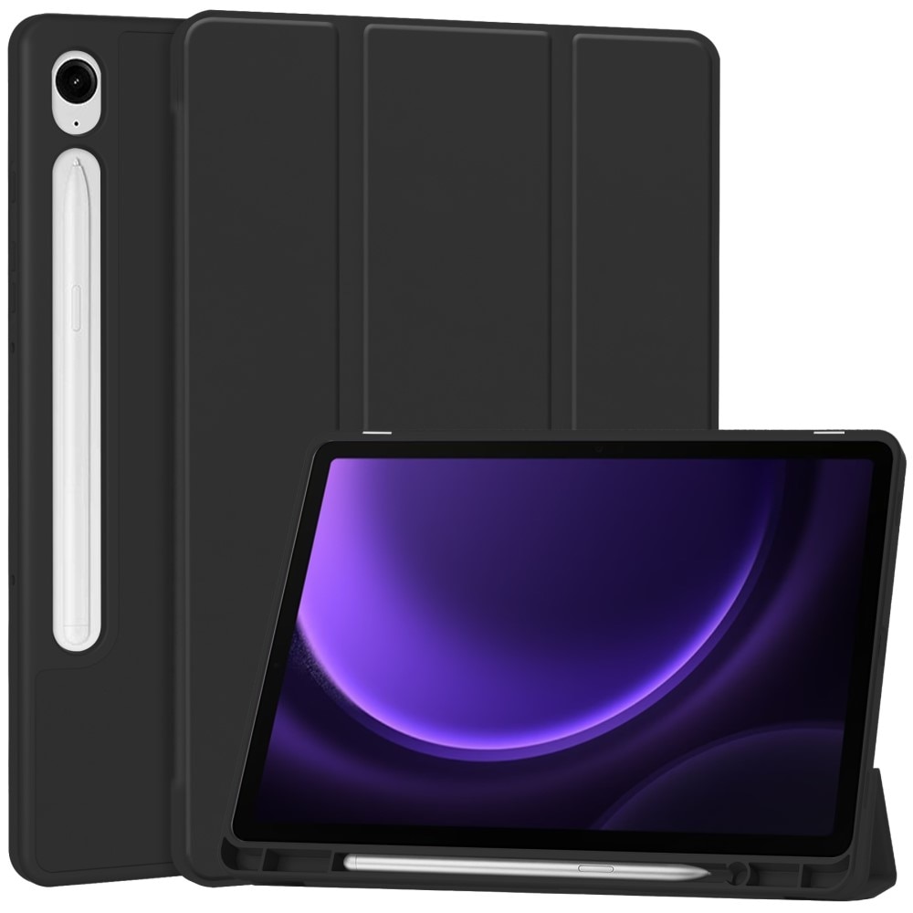 Étui Tri-Fold avec porte-stylo Samsung Galaxy Tab S9 FE, noir