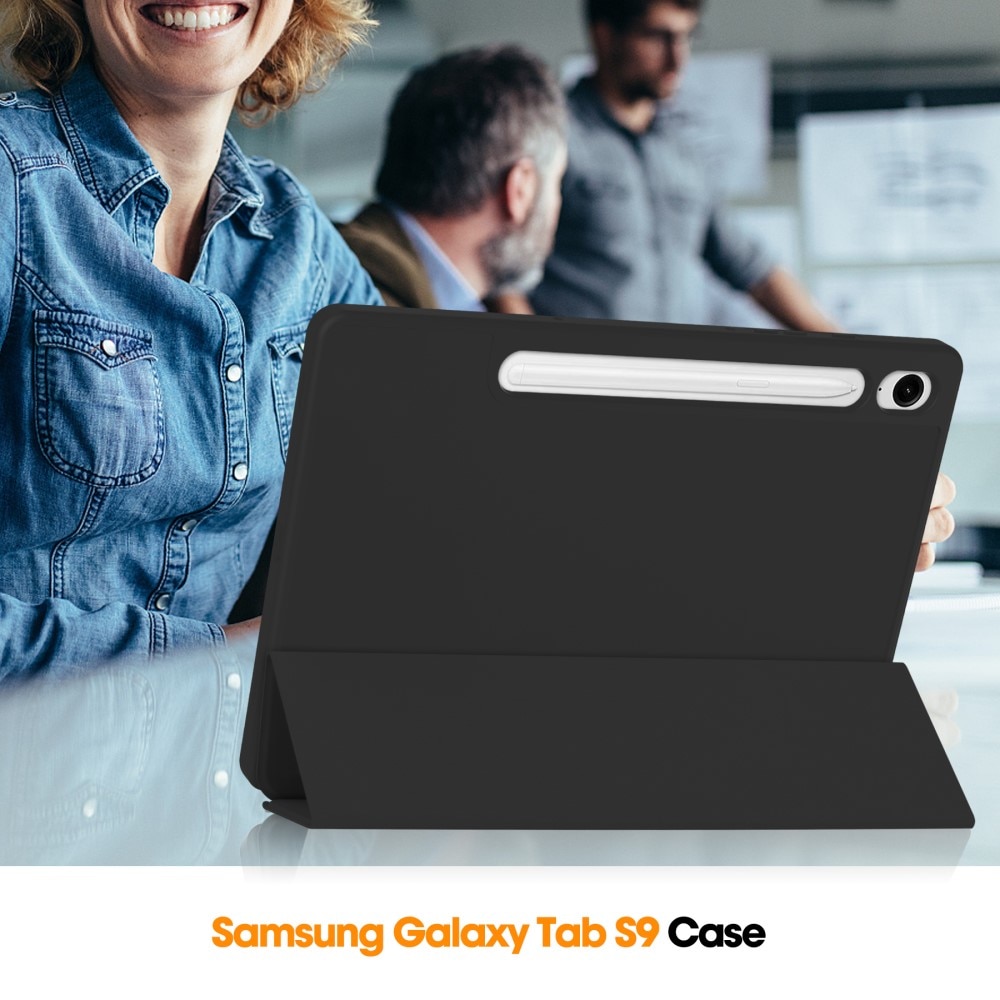 Étui Tri-Fold avec porte-stylo Samsung Galaxy Tab S9 FE, noir