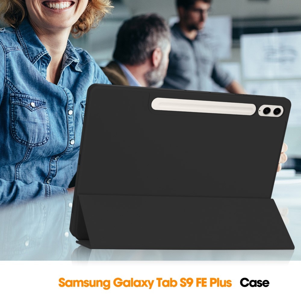 Étui Tri-Fold avec porte-stylo Samsung Galaxy Tab S9 FE Plus, noir