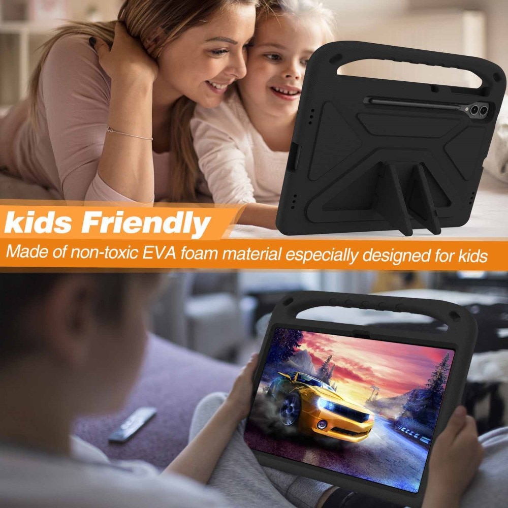 Coque EVA avec poignée pour enfants pour Samsung Galaxy Tab S9 FE Plus, noir