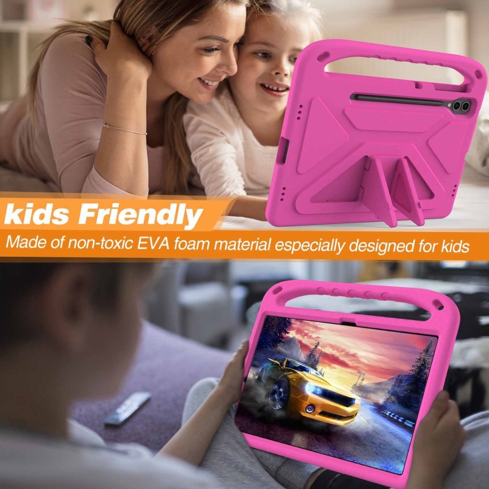 Coque EVA avec poignée pour enfants pour Samsung Galaxy Tab S9 FE Plus, rose