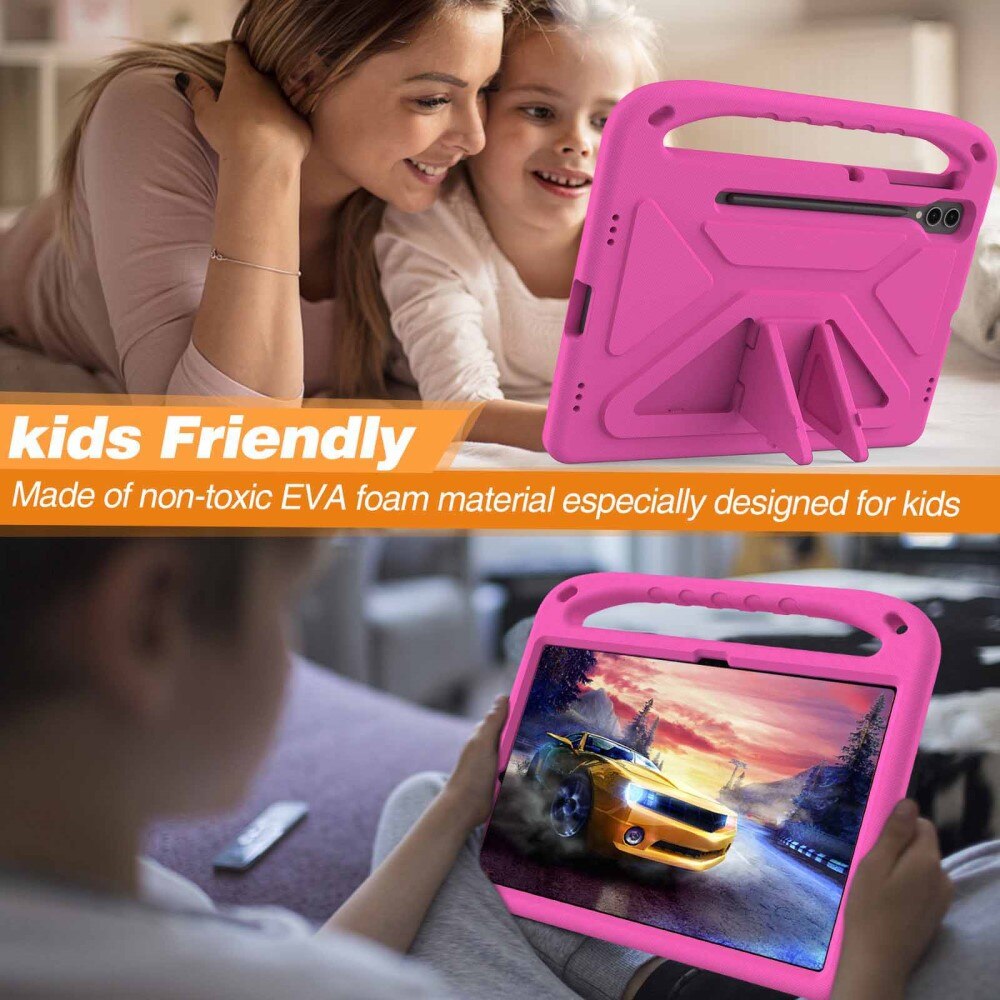 Coque EVA avec poignée pour enfants pour Samsung Galaxy Tab S9 FE Plus, rose